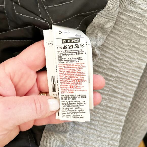 Quechua by Decathlon Rain Jacket Heather Gray Softshell Sherpa Lined Hooded XS - Picture 3 of 6